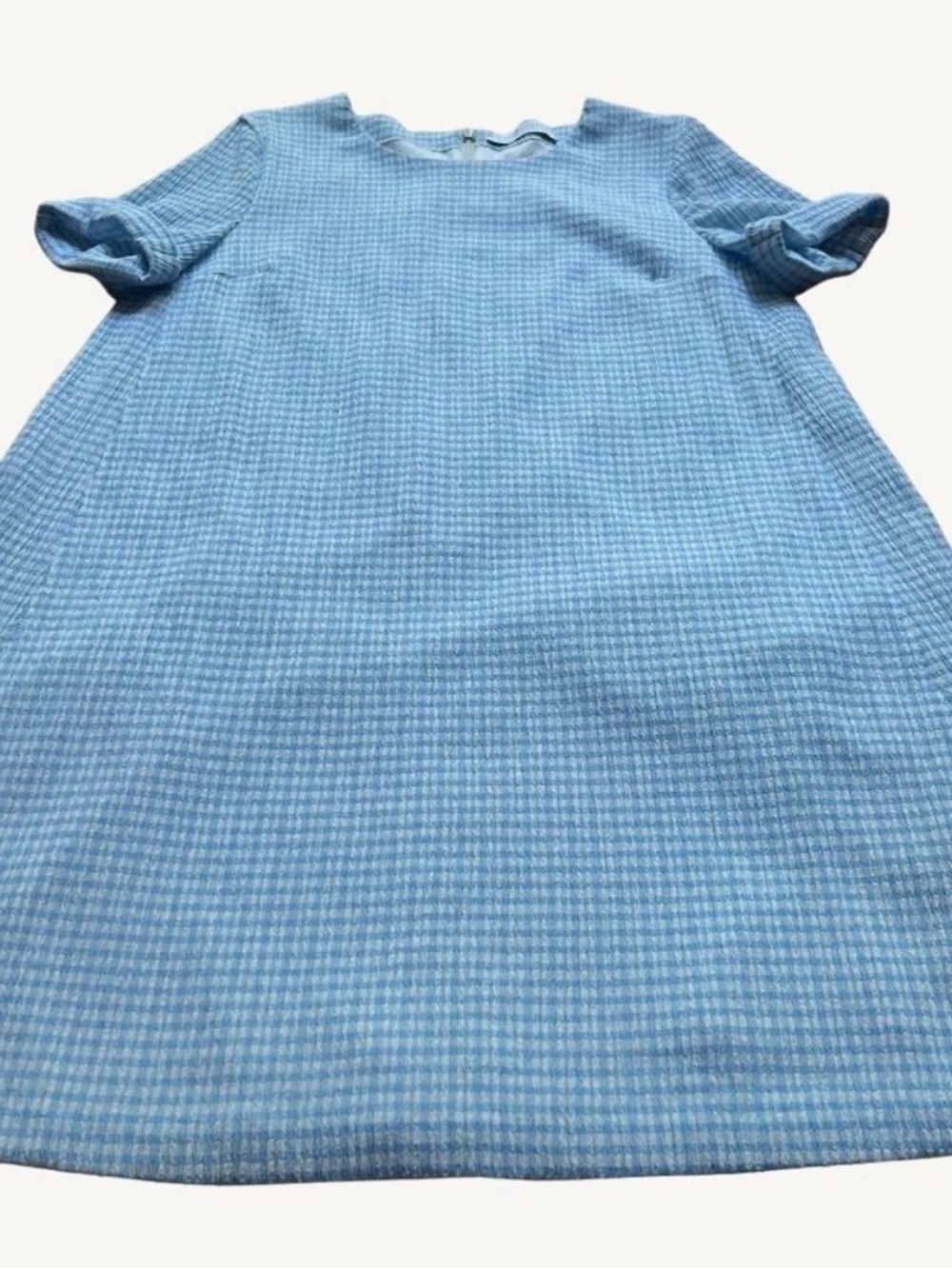 Harris Wharf London seersucker Light Blue Textured Short-Sleeve dress 10 large